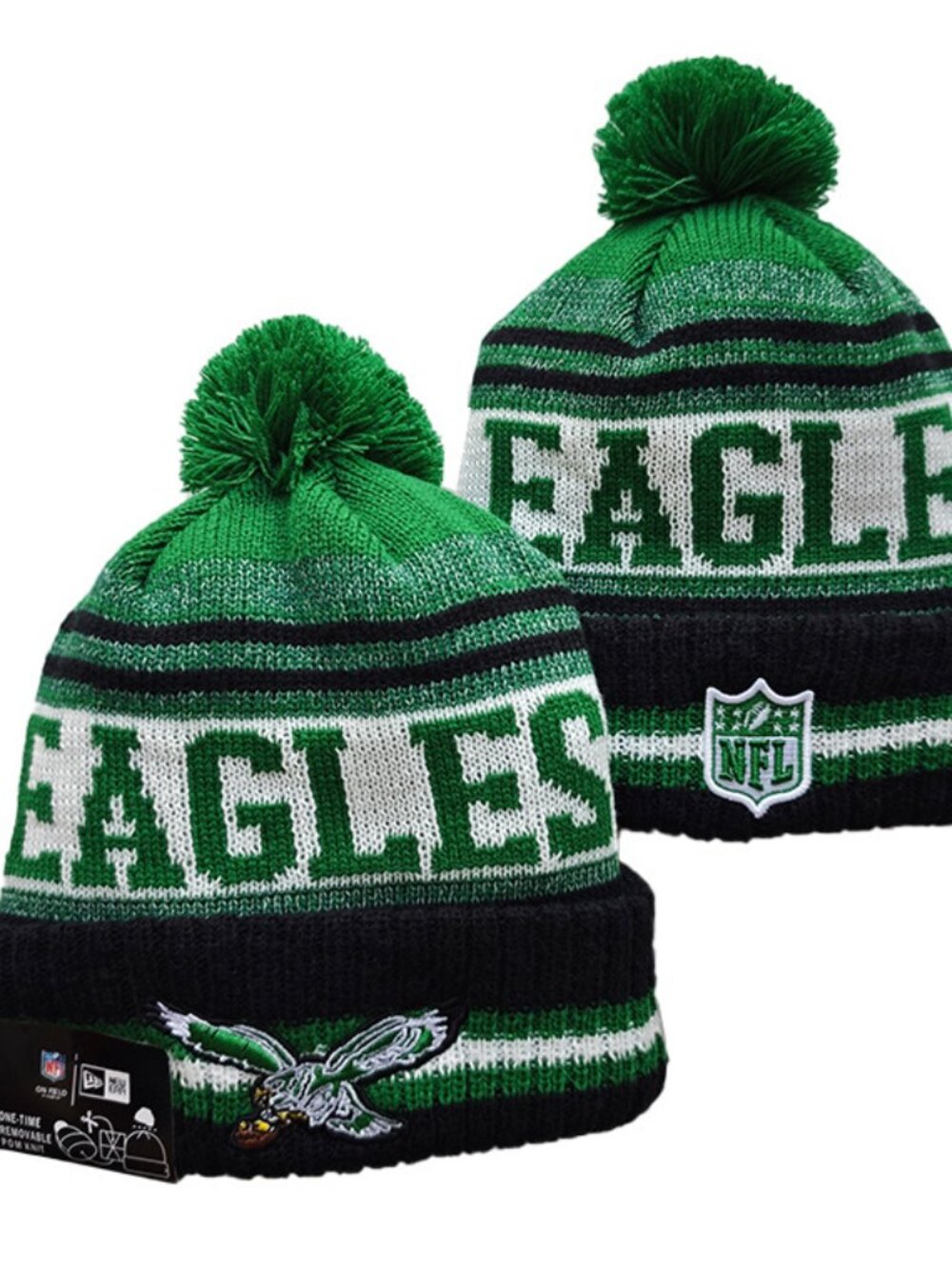 EAGLES Sports Knit Pom Beanie One Size Fits Most